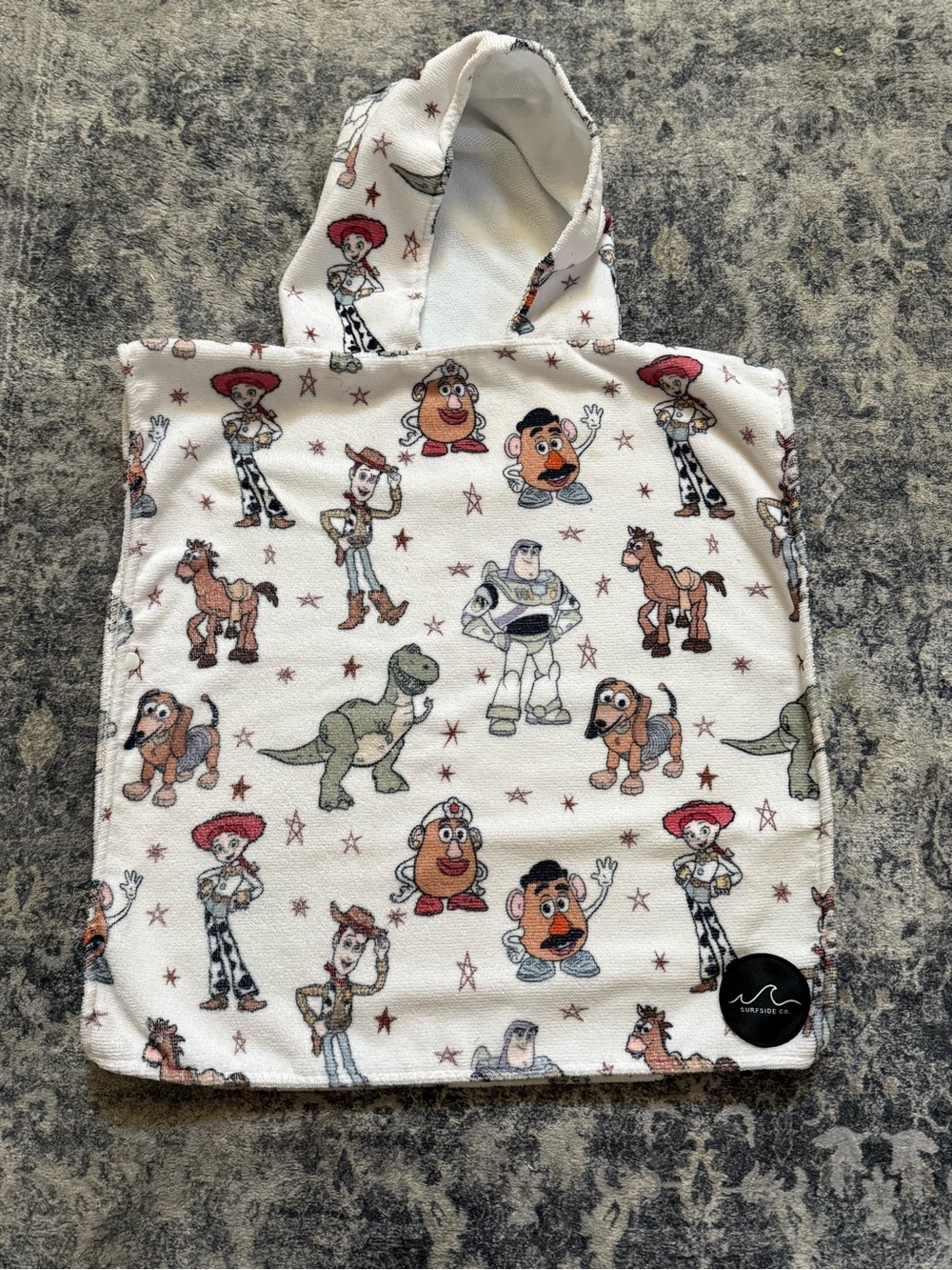Kids Hooded Poncho - Toy Story Character Print in White